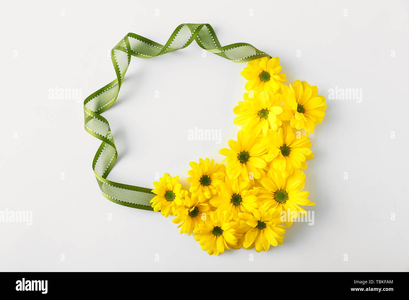 Flower And Ribbon Frame Frame made of beautiful flowers and ribbon on white background Stock ...