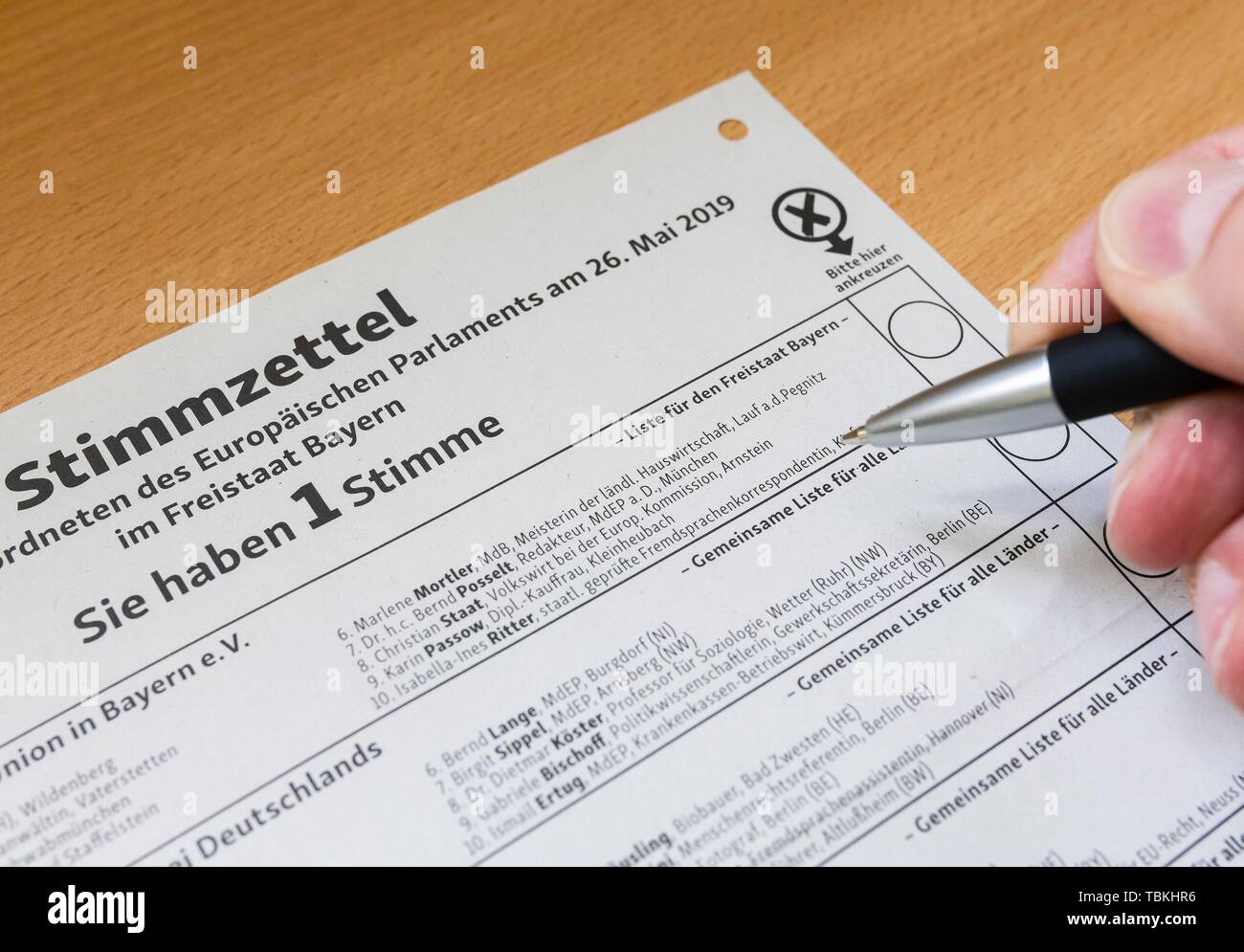 Election card for European elections 2019 in Bavaria, Germany Stock Photo