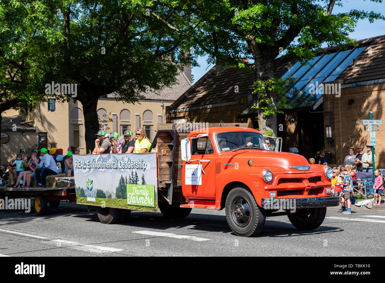 Family Farmers float in the Lynden Farmers Day Parade. Lynden