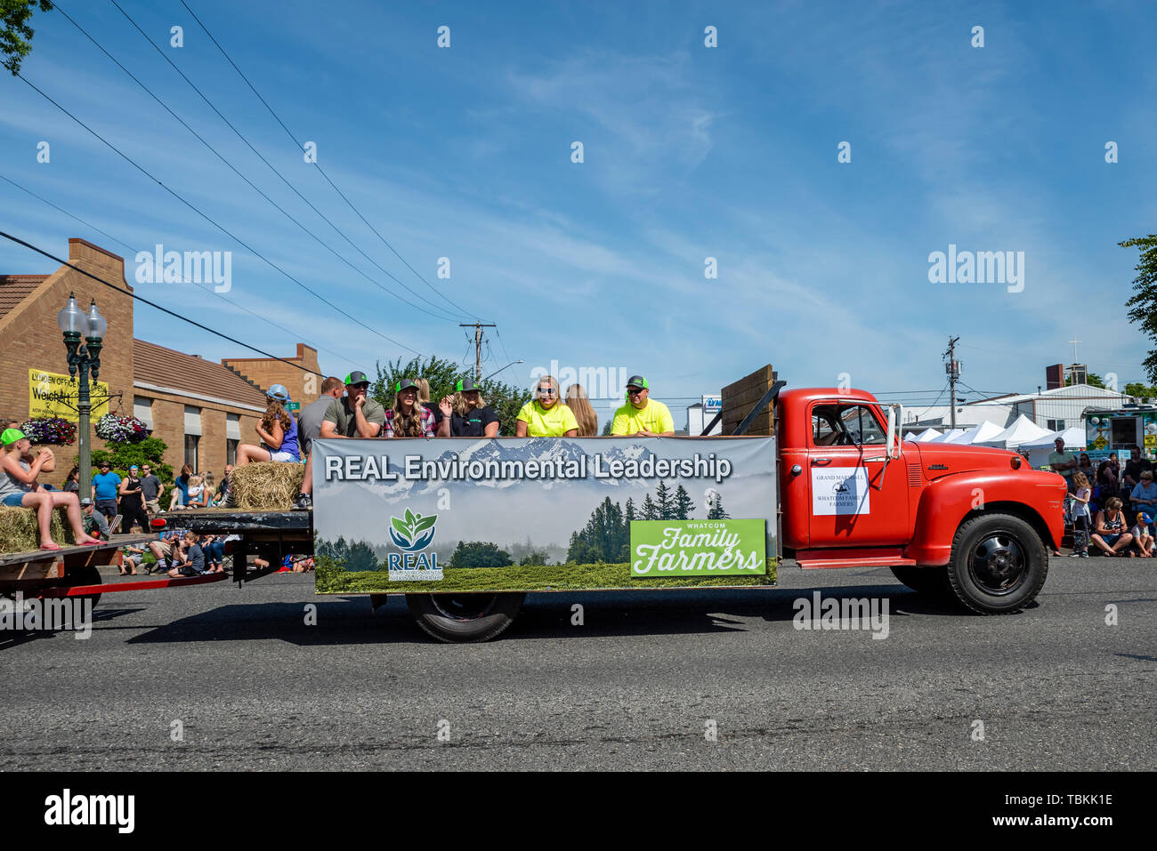 Family Farmers float in the Lynden Farmers Day Parade. Lynden