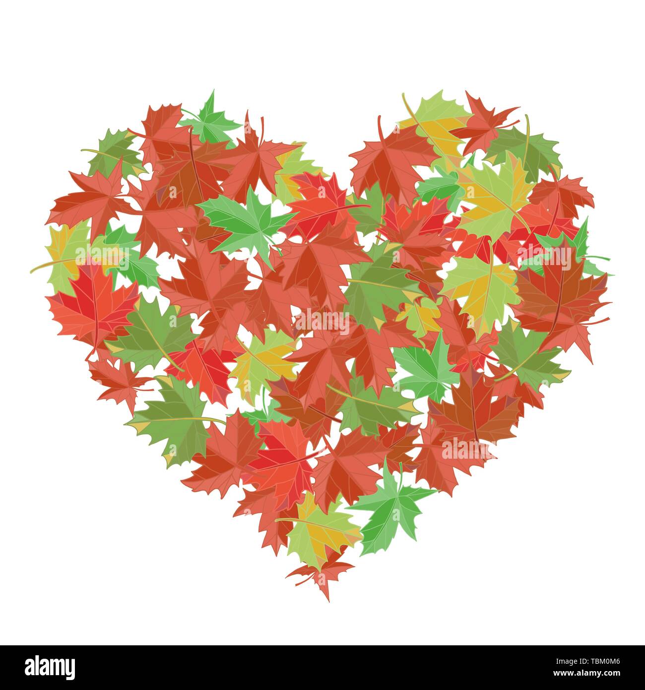 Maple leaves in the shape of heart. Vector illustration. I love autumn. Greeting card. Stock Vector