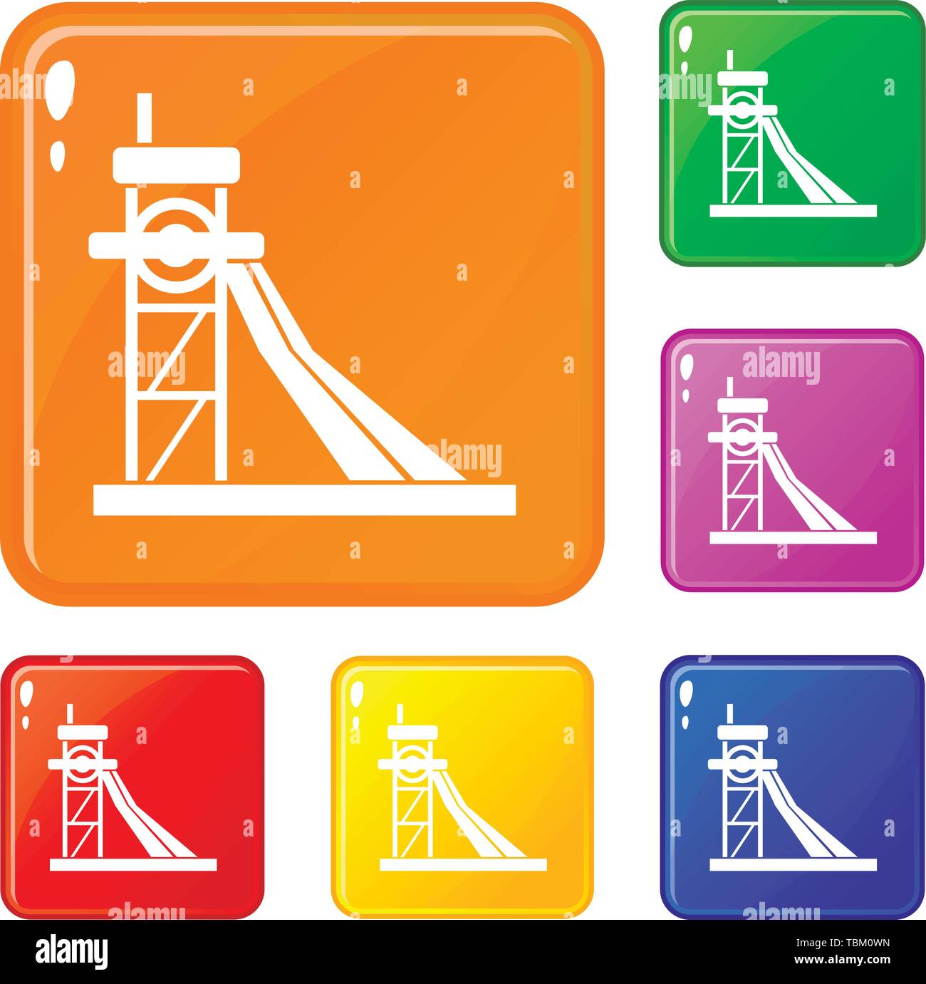 Equipment for washing rocks icons set vector color Stock Vector Image ...