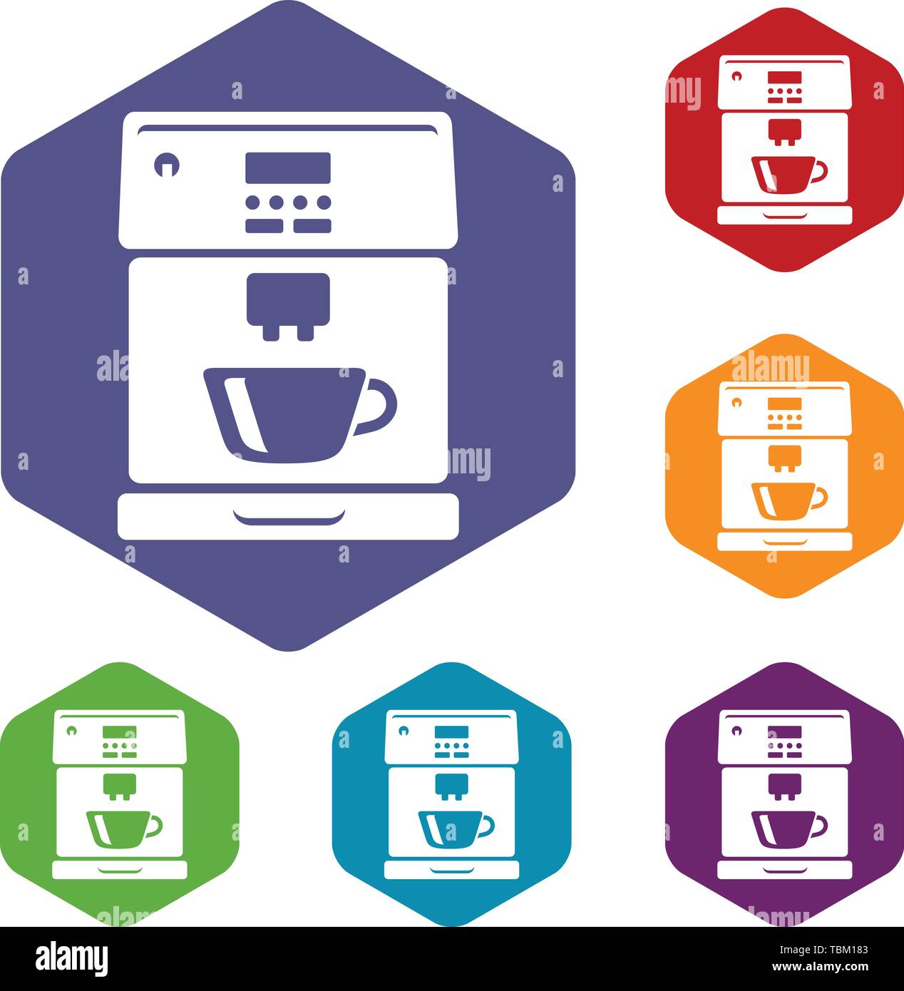 Coffee machine icons vector hexahedron Stock Vector