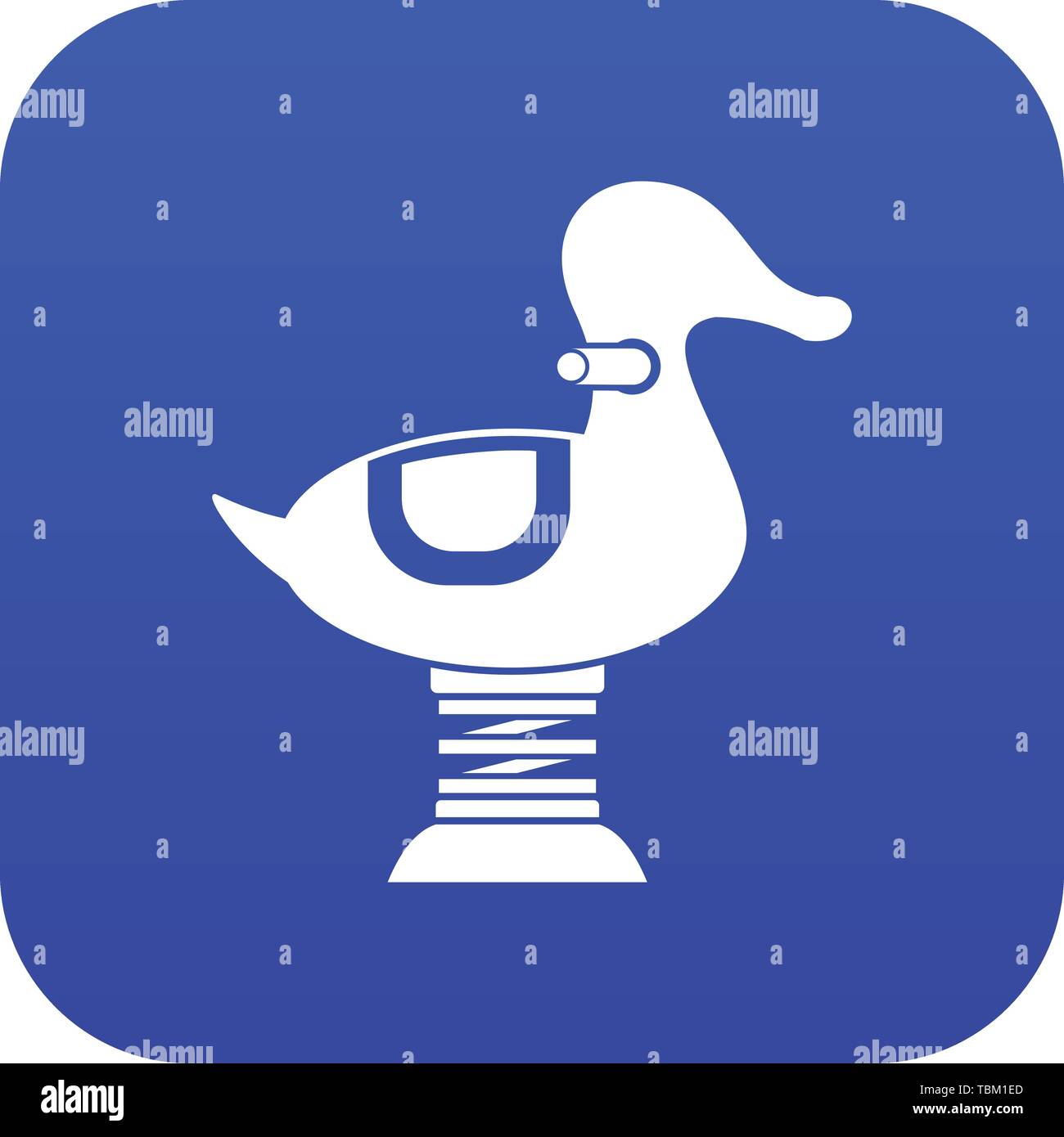 Duck spring see saw icon digital blue Stock Vector