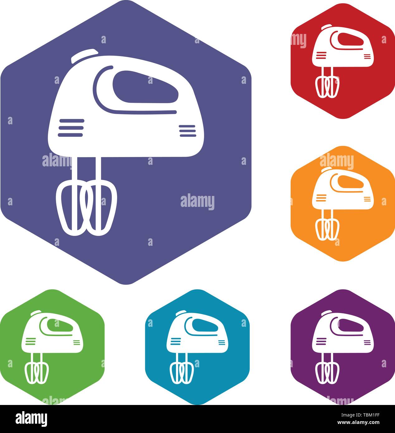 Mixer kitchen icons vector hexahedron Stock Vector