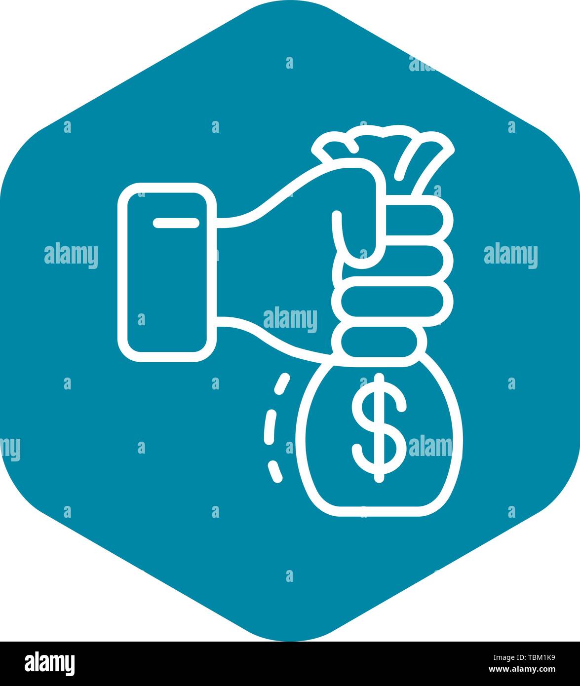 Hand Take Bribery Money Bag Icon Outline Style Stock Vector - 