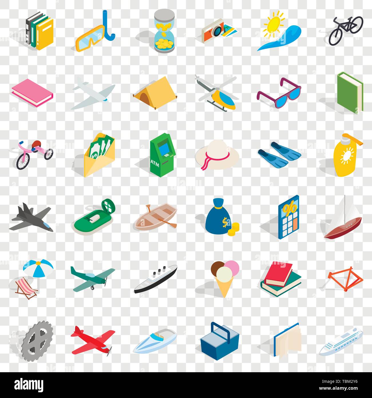 Amusement icons set, isometric style Stock Vector