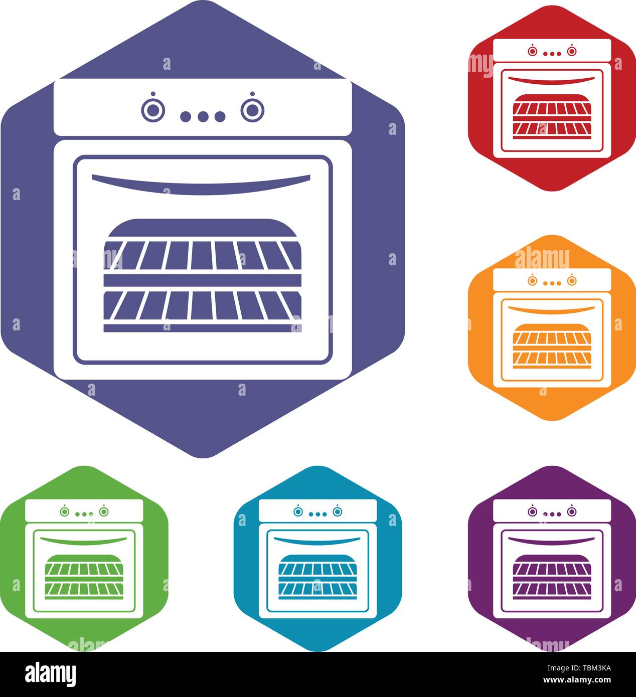 Kitchen stove icons vector hexahedron Stock Vector