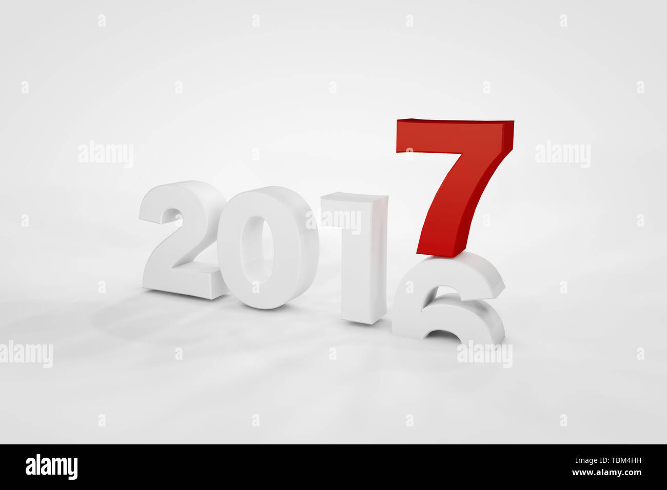 3d 2017 new year on white Stock Photo