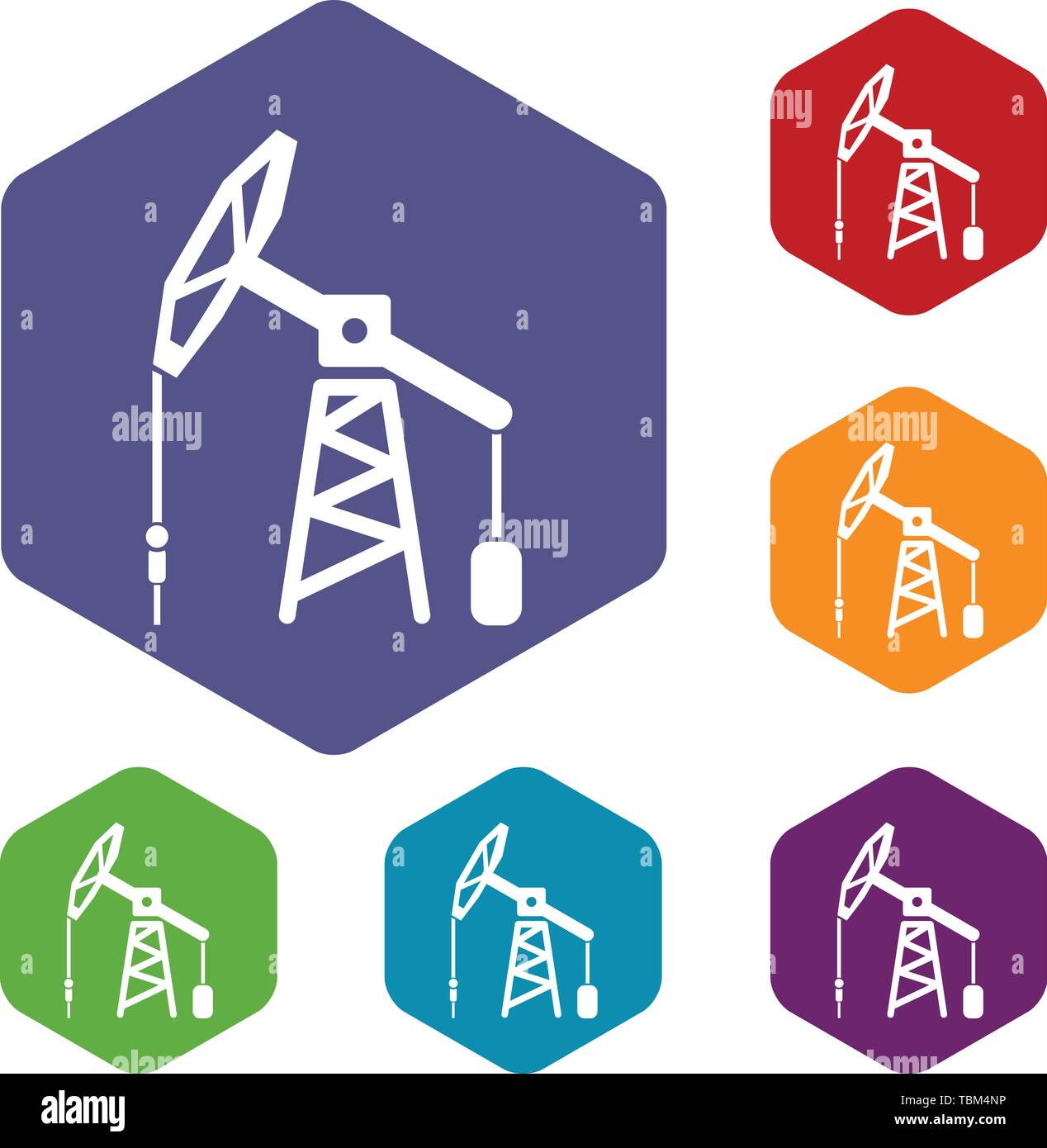 Oil rig icons vector hexahedron Stock Vector