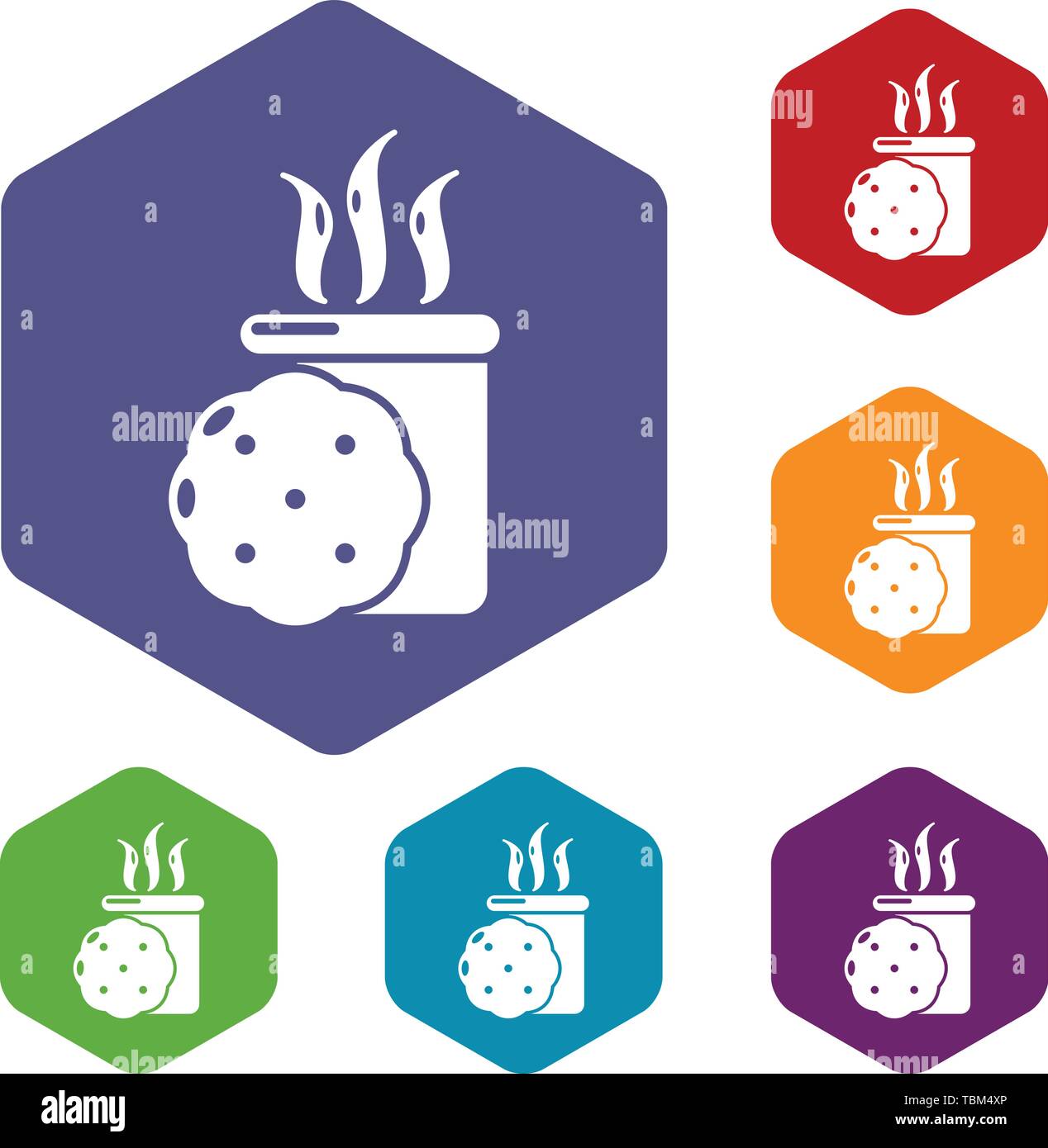 Tea and biscuit icons vector hexahedron Stock Vector