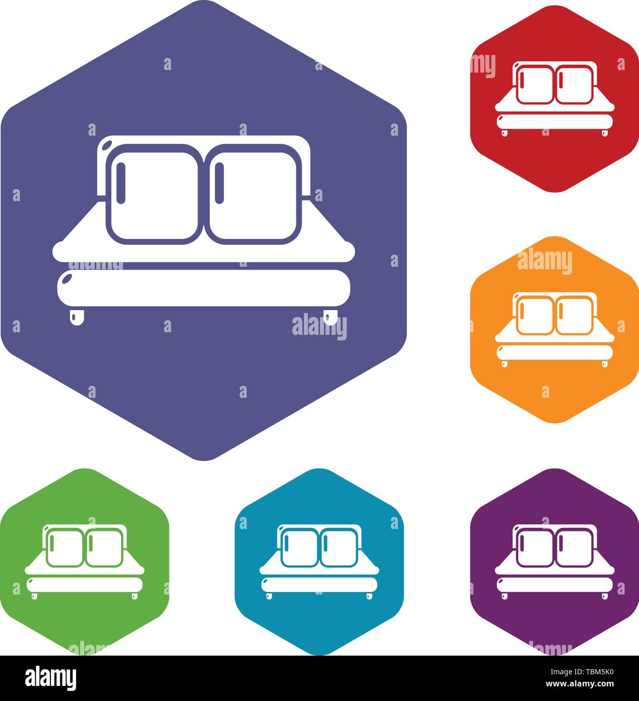 Double bed icons vector hexahedron Stock Vector