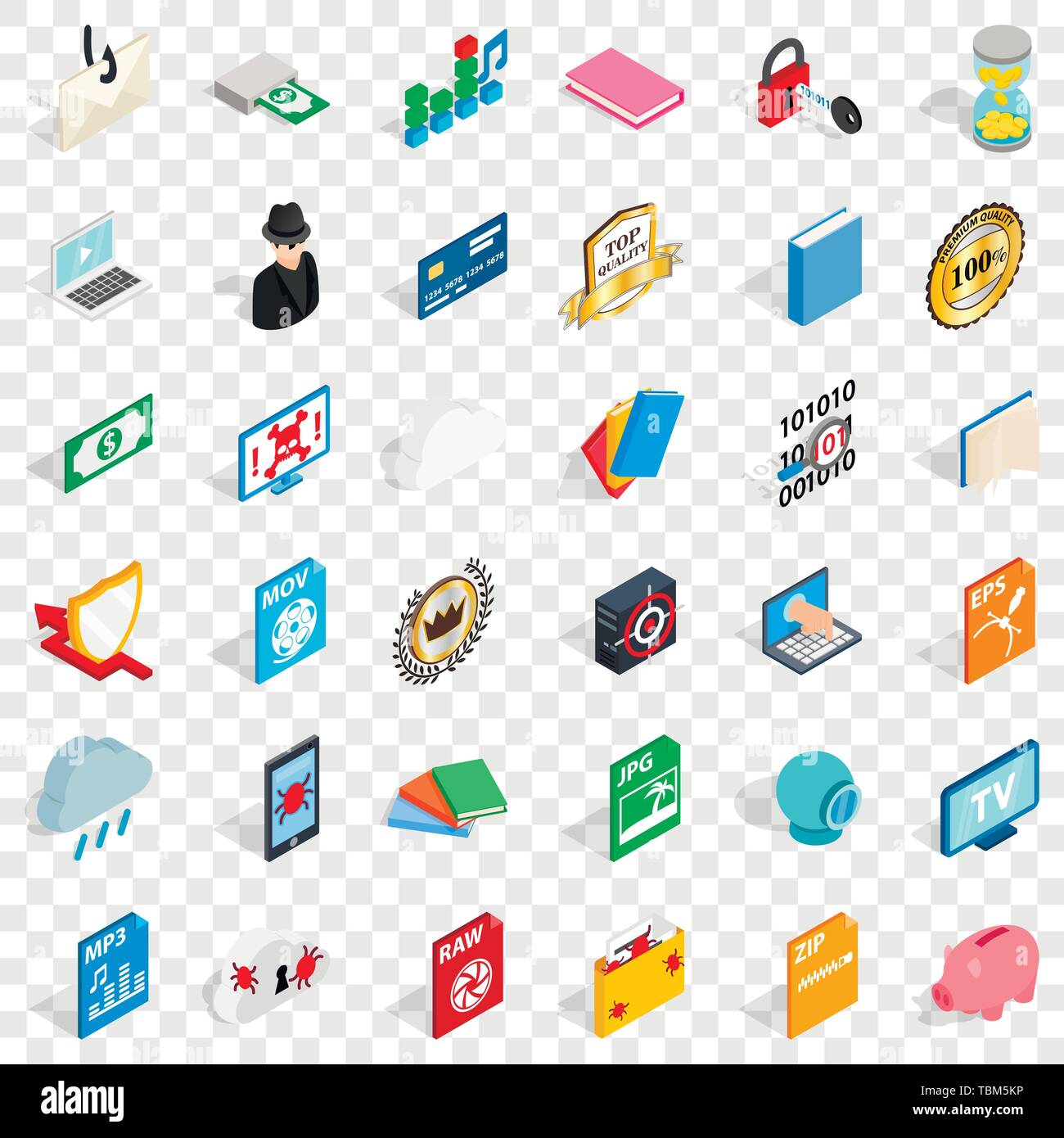 File icons set, isometric style Stock Vector
