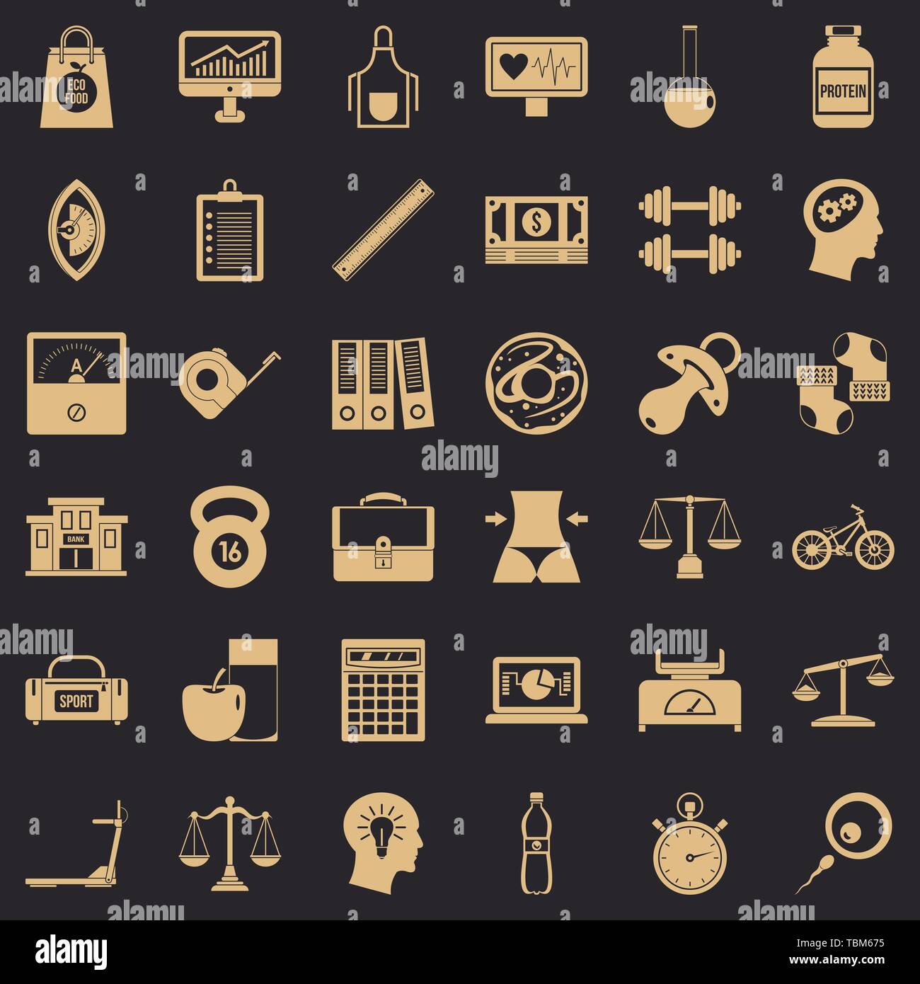 Libra icons set, simple style Stock Vector