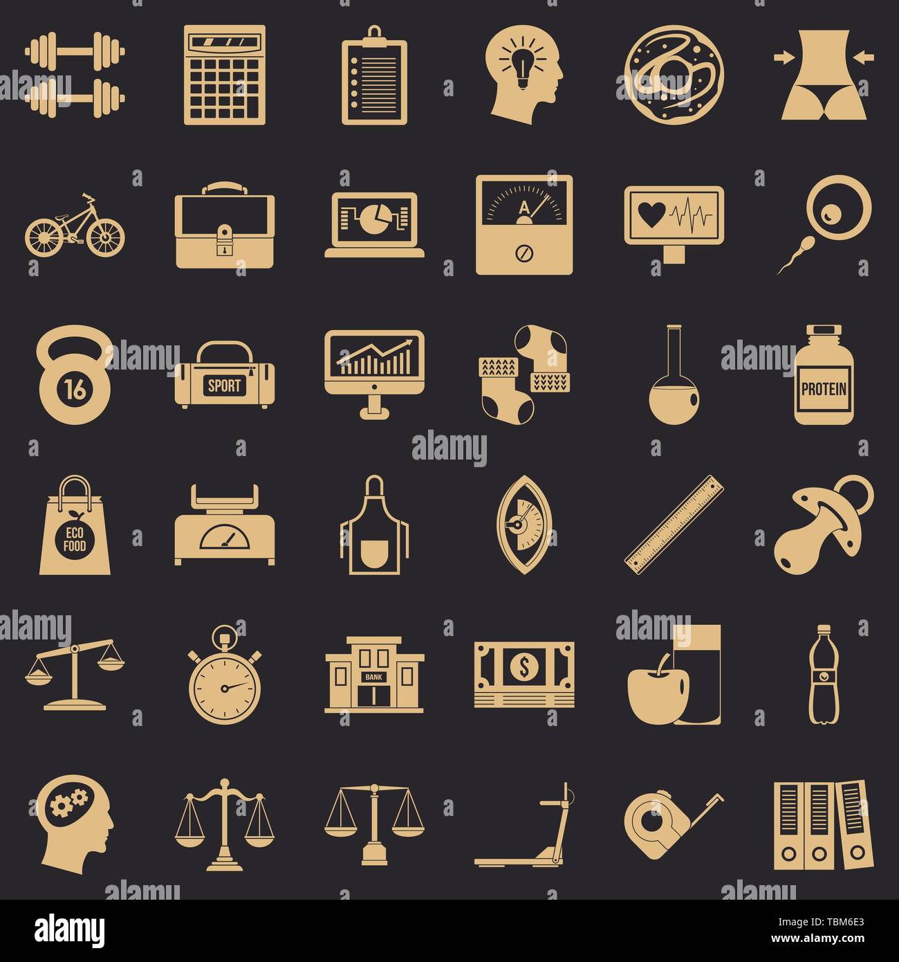 Dumpbell icons set, simple style Stock Vector