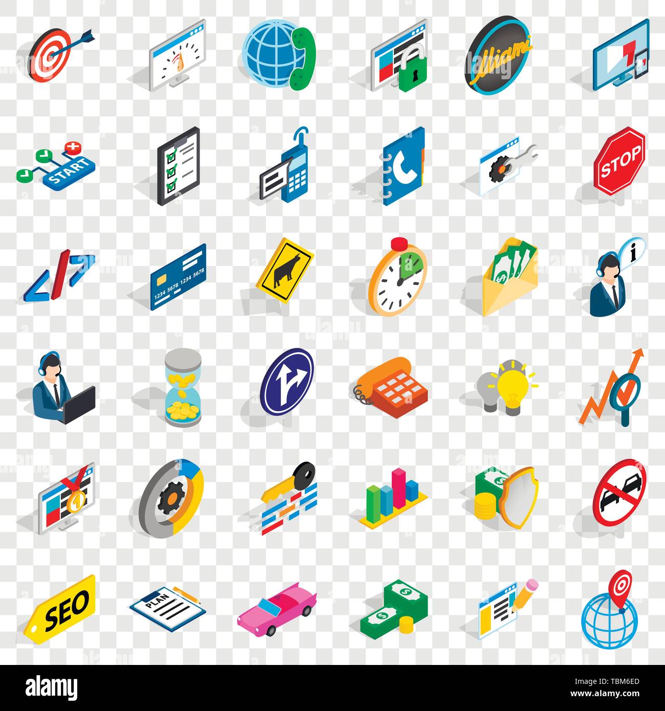 Computer icons set, isometric style Stock Vector