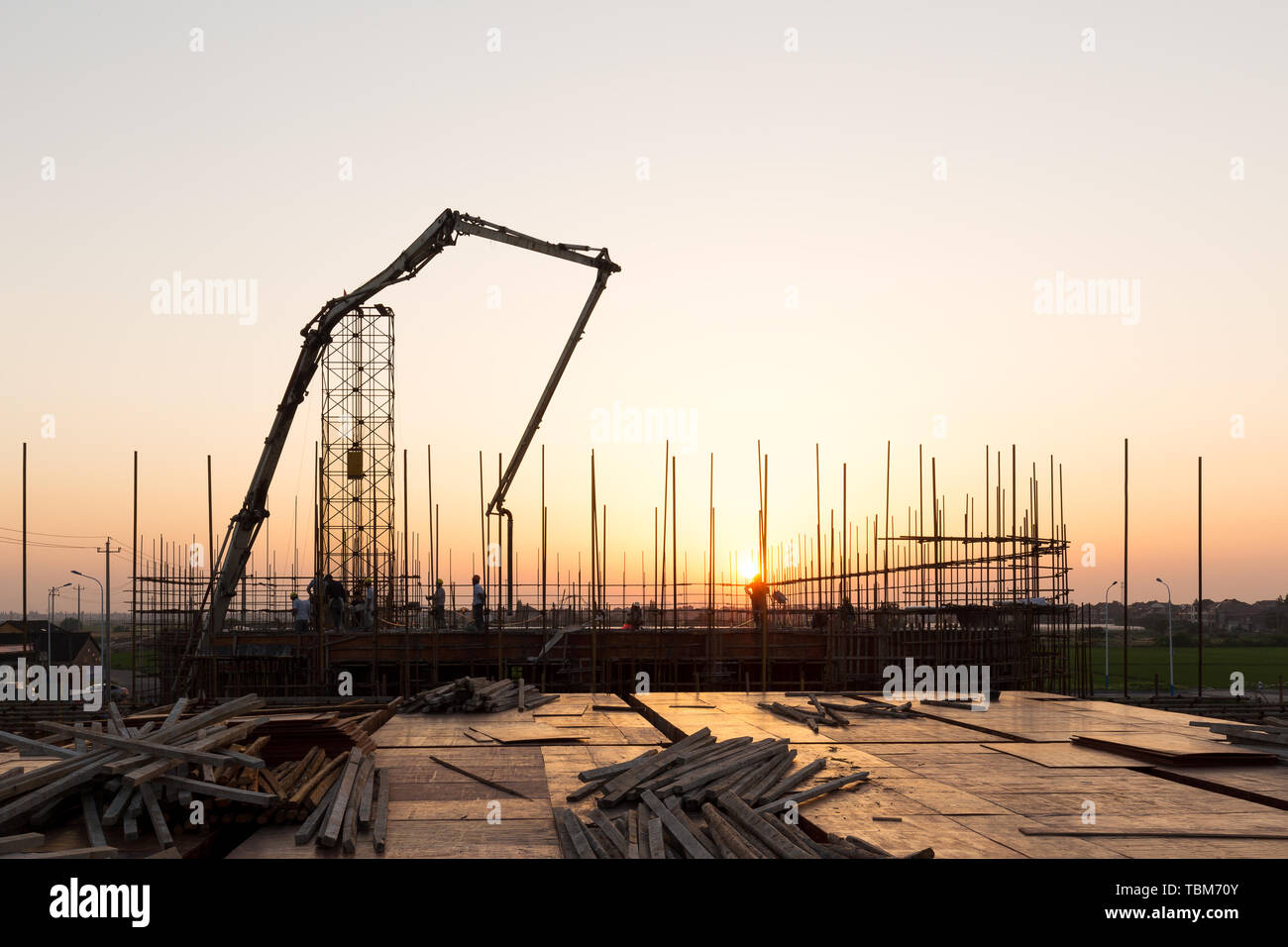 Steel structure on construction site Stock Photo - Alamy