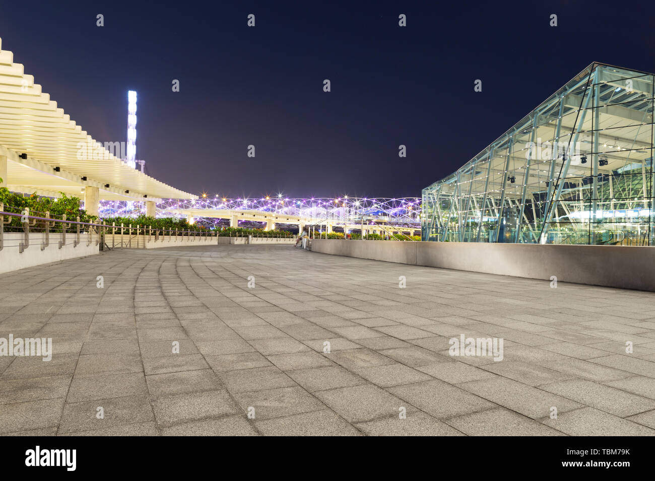 pavement on the roof of building and cityscape at night Stock Photo - Alamy