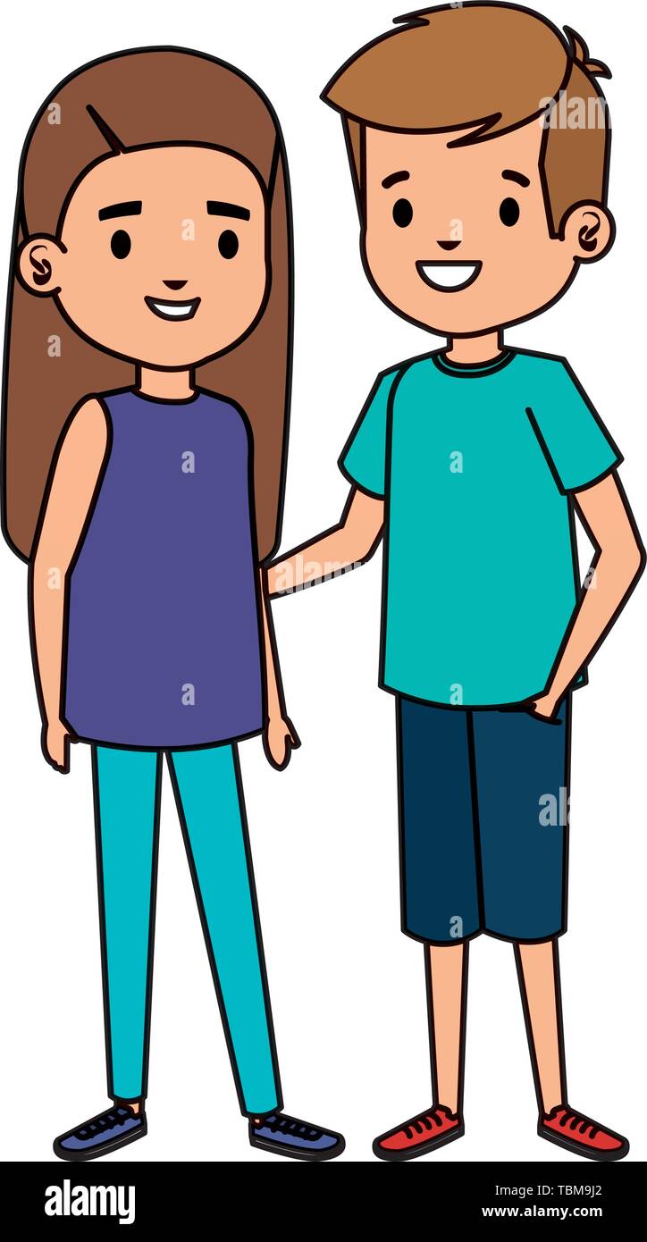 cute little kids couple characters Stock Vector Image & Art - Alamy