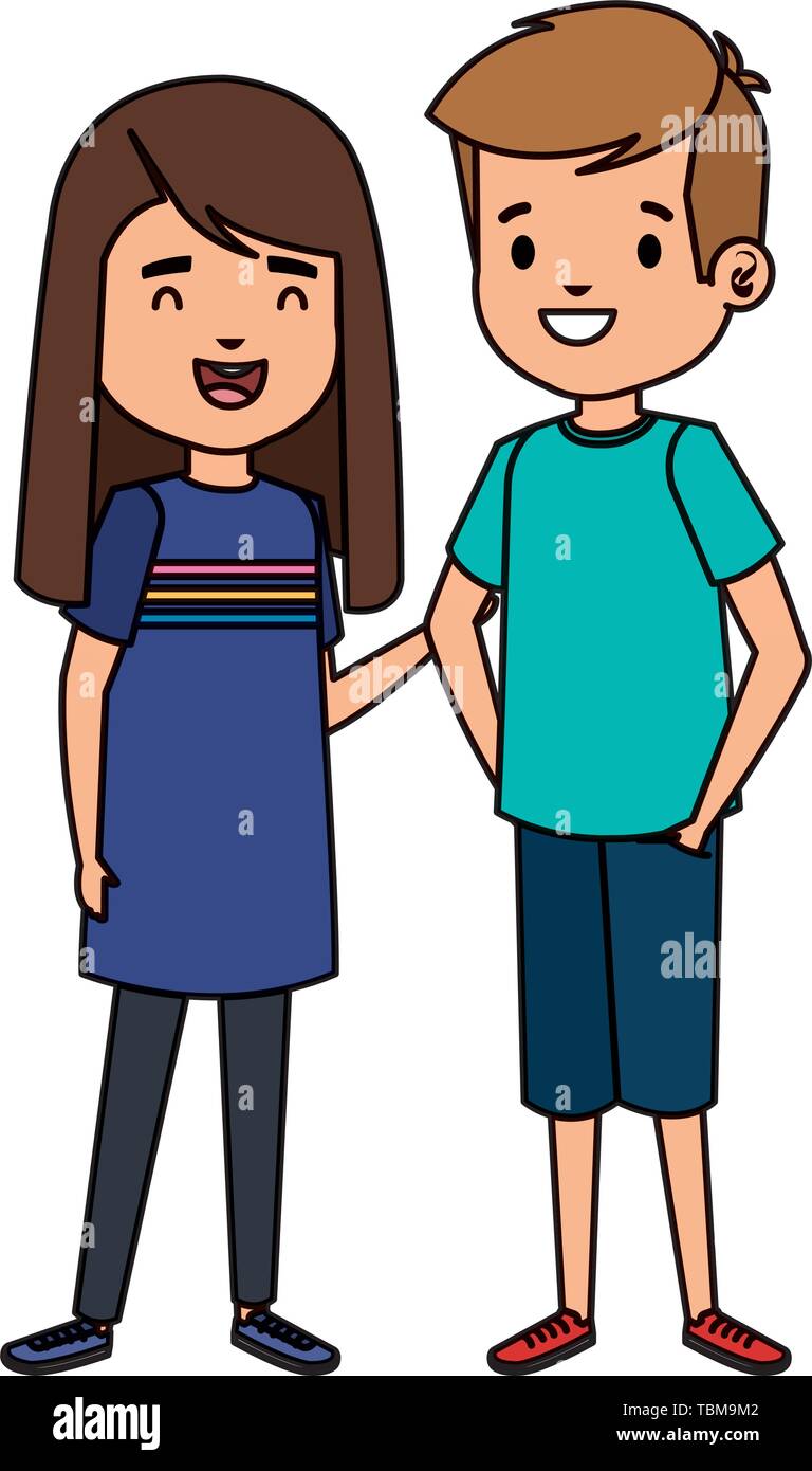 cute little kids couple characters Stock Vector Image & Art - Alamy