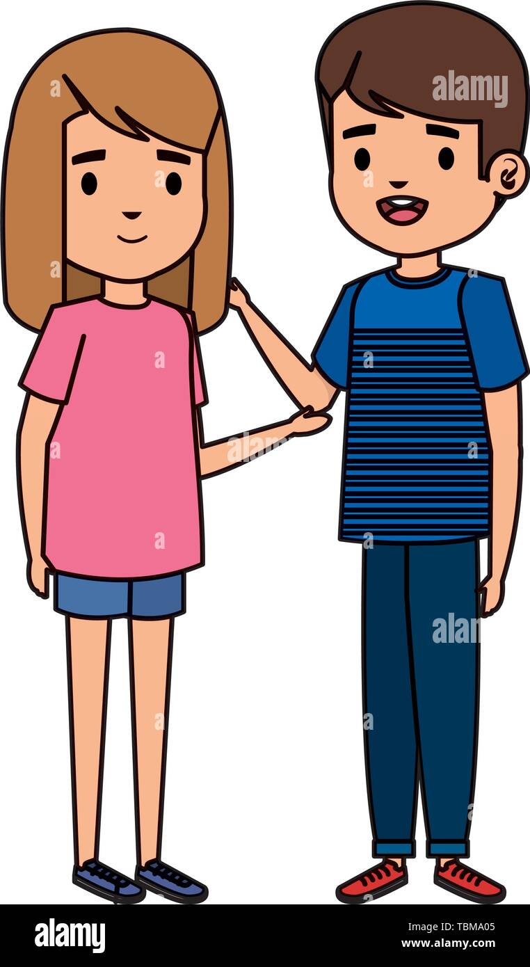 cute little kids couple characters Stock Vector Image & Art - Alamy