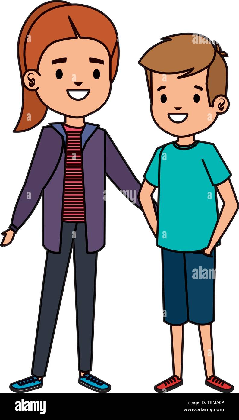 cute little kids couple characters Stock Vector Image & Art - Alamy
