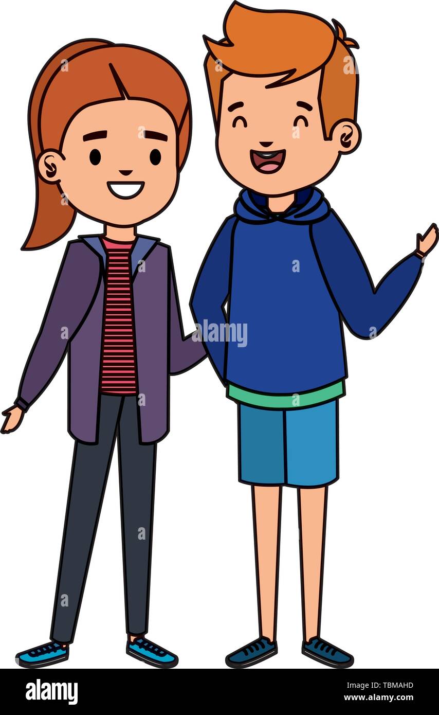 cute little kids couple characters Stock Vector Image & Art - Alamy