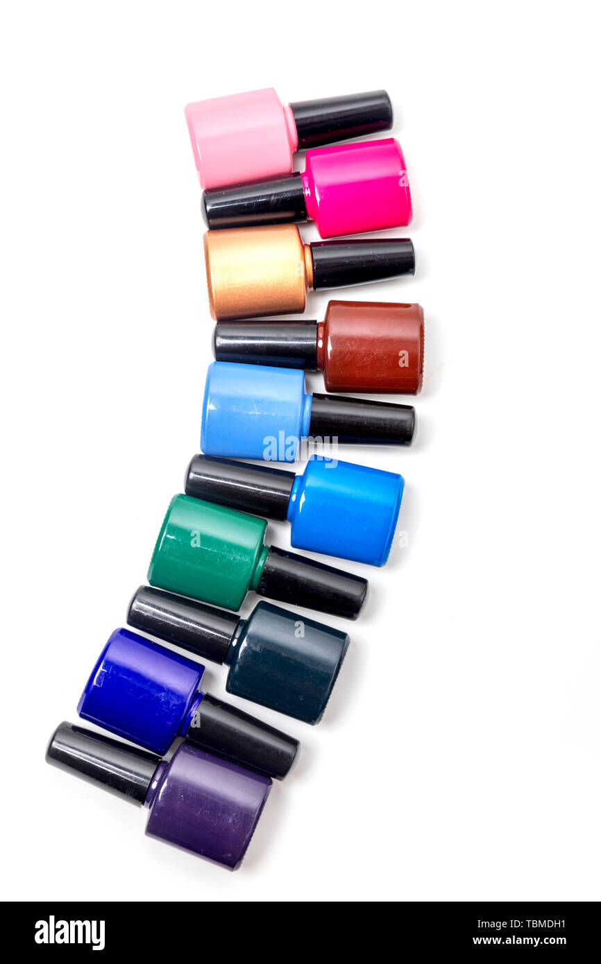 A line of nail polish Stock Photo Alamy