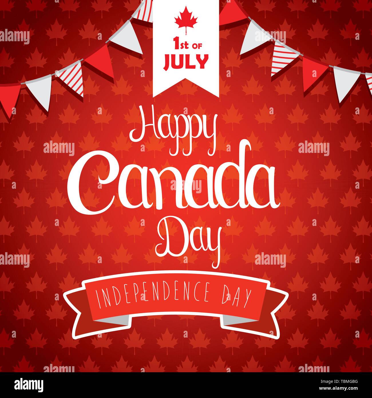 Party Banner Of Canada Flag And Ribbon Decoration To Holiday Stock