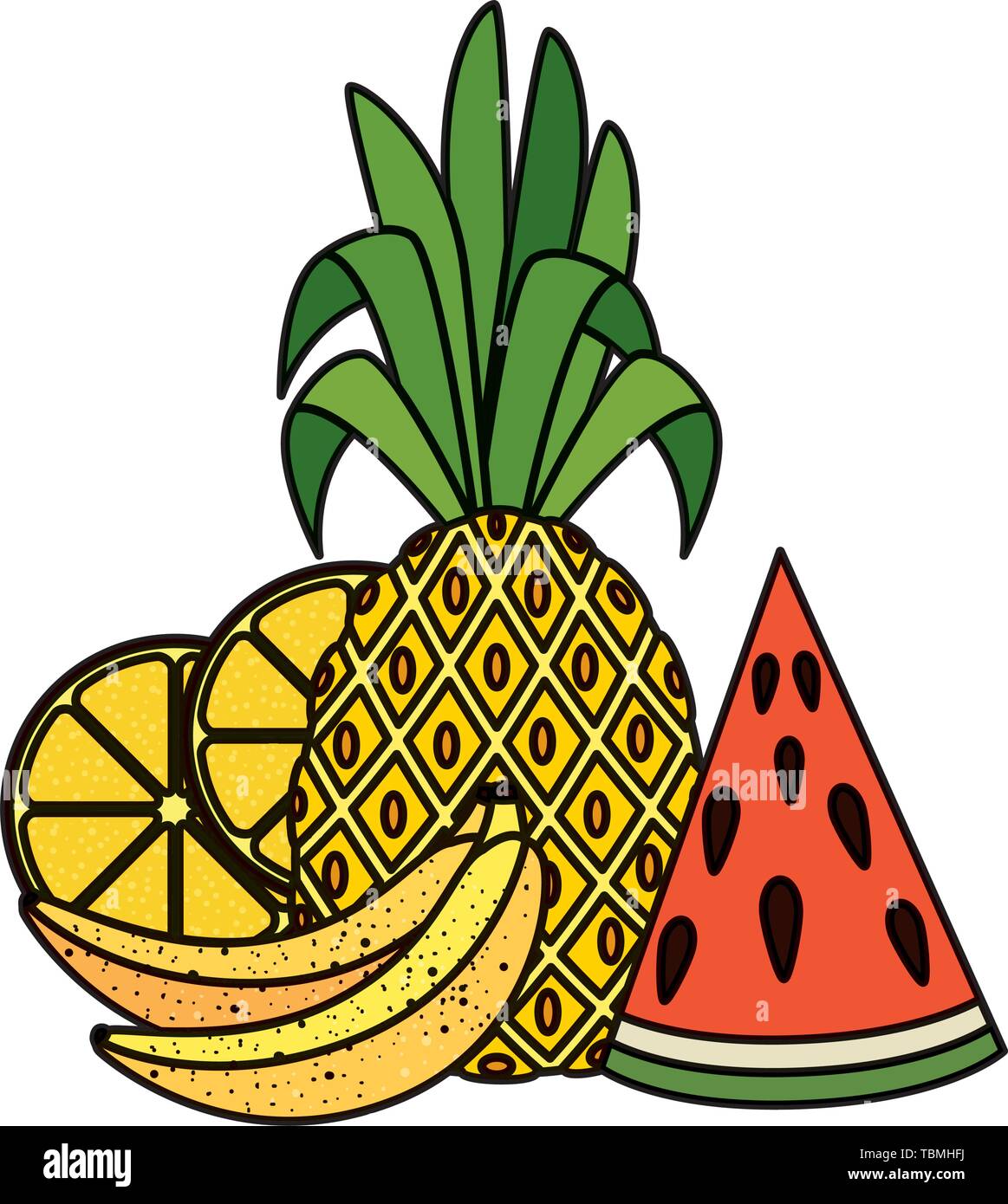 summer fresh fruits nature icons Stock Vector Image & Art - Alamy