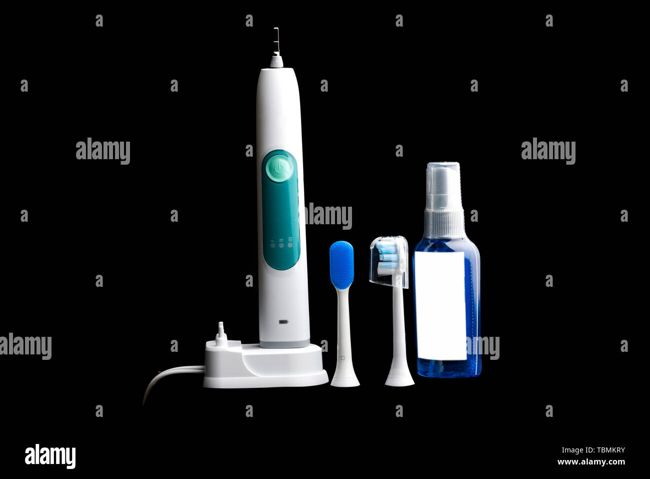 power tooth brush on black Stock Photo