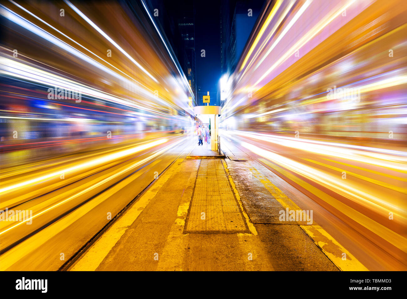 urban city traffic light trails at night Stock Photo - Alamy