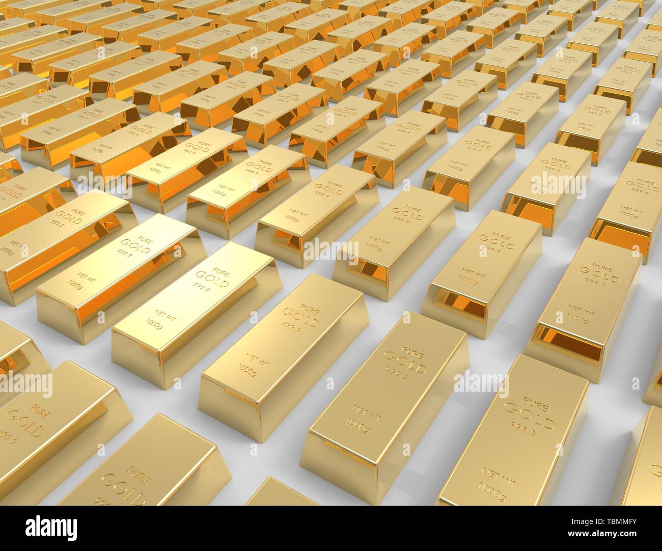3D rendering of gold bars isolated on white studio background Stock ...