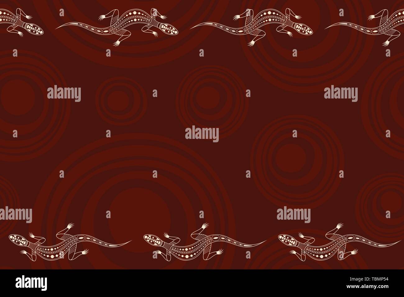 Seamless horizontal border pattern with lizards and smooth round shapes ...