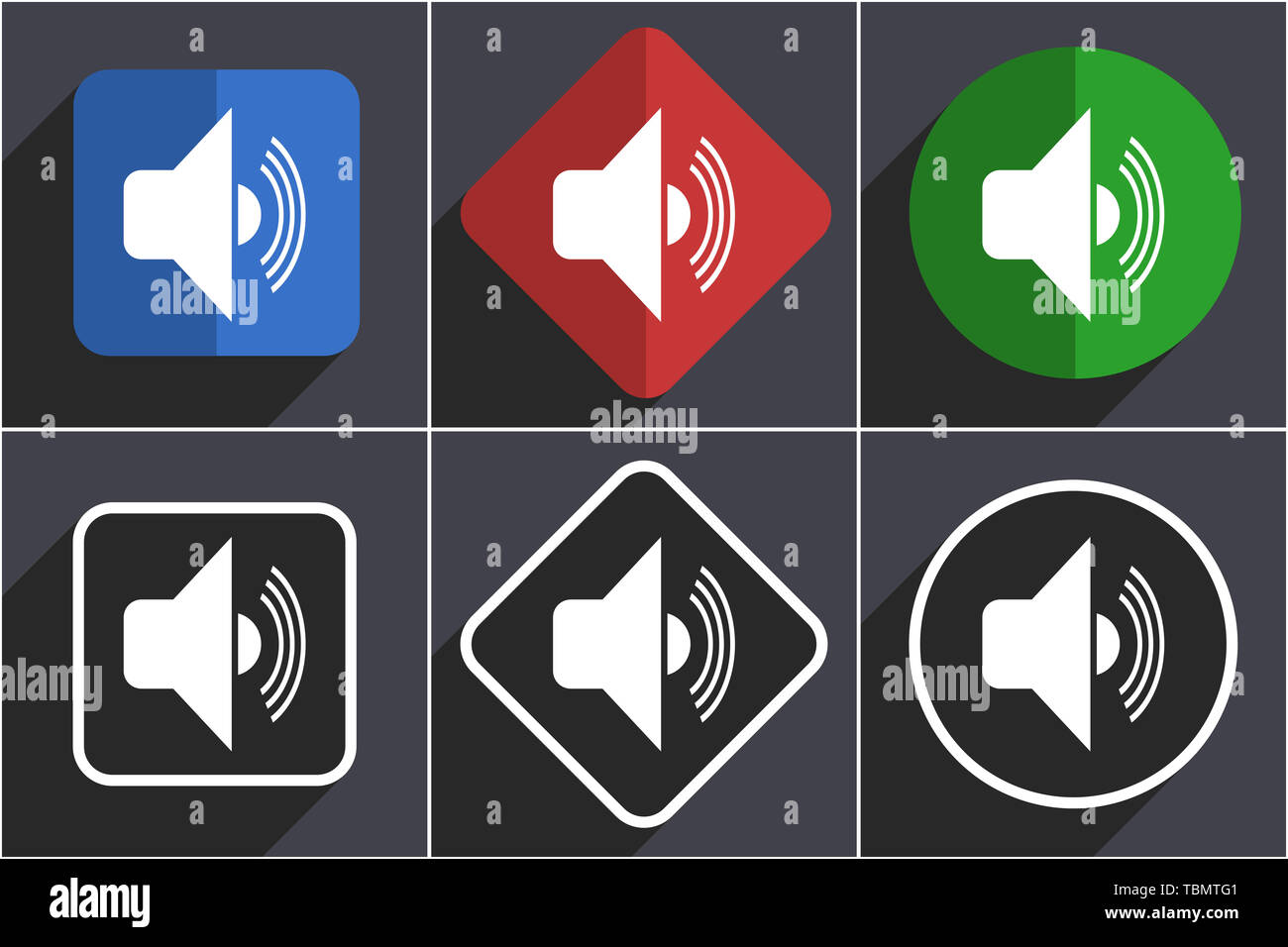 Volume set of flat design web icons in 6 options Stock Photo - Alamy