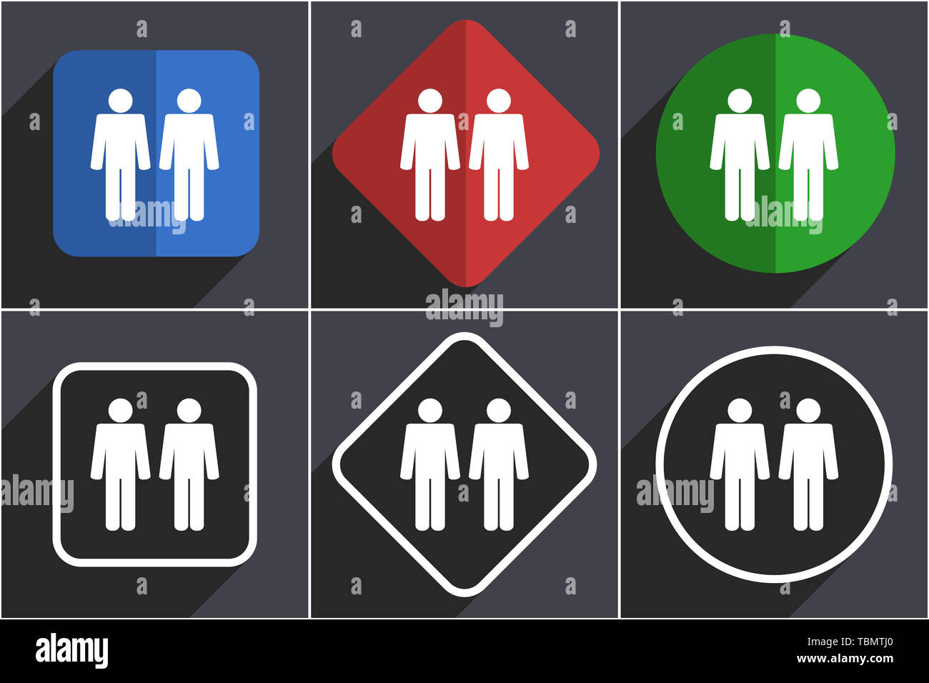 Couple set of flat design web icons in 6 options Stock Photo - Alamy