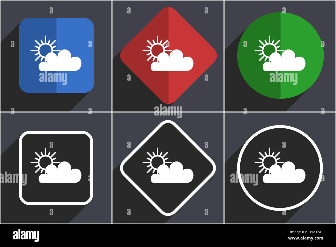 Cloud set of flat design web icons in 6 options Stock Photo - Alamy