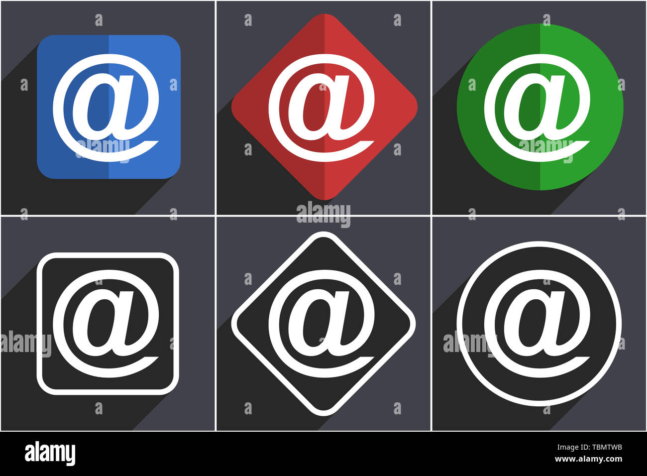 Email set of flat design web icons in 6 options Stock Photo - Alamy
