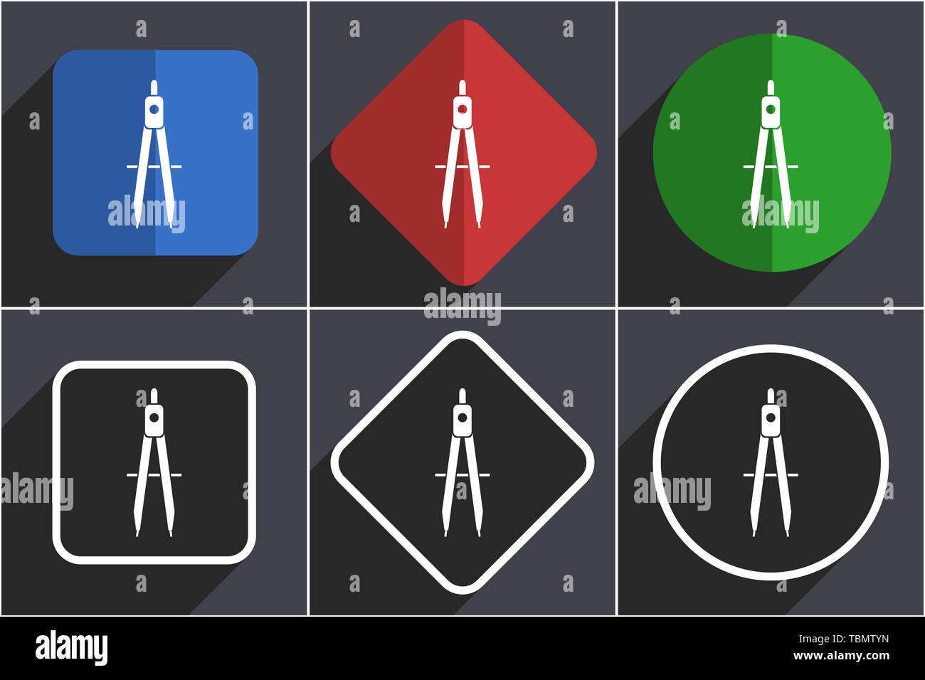 Learning set of flat design web icons in 6 options Stock Photo - Alamy