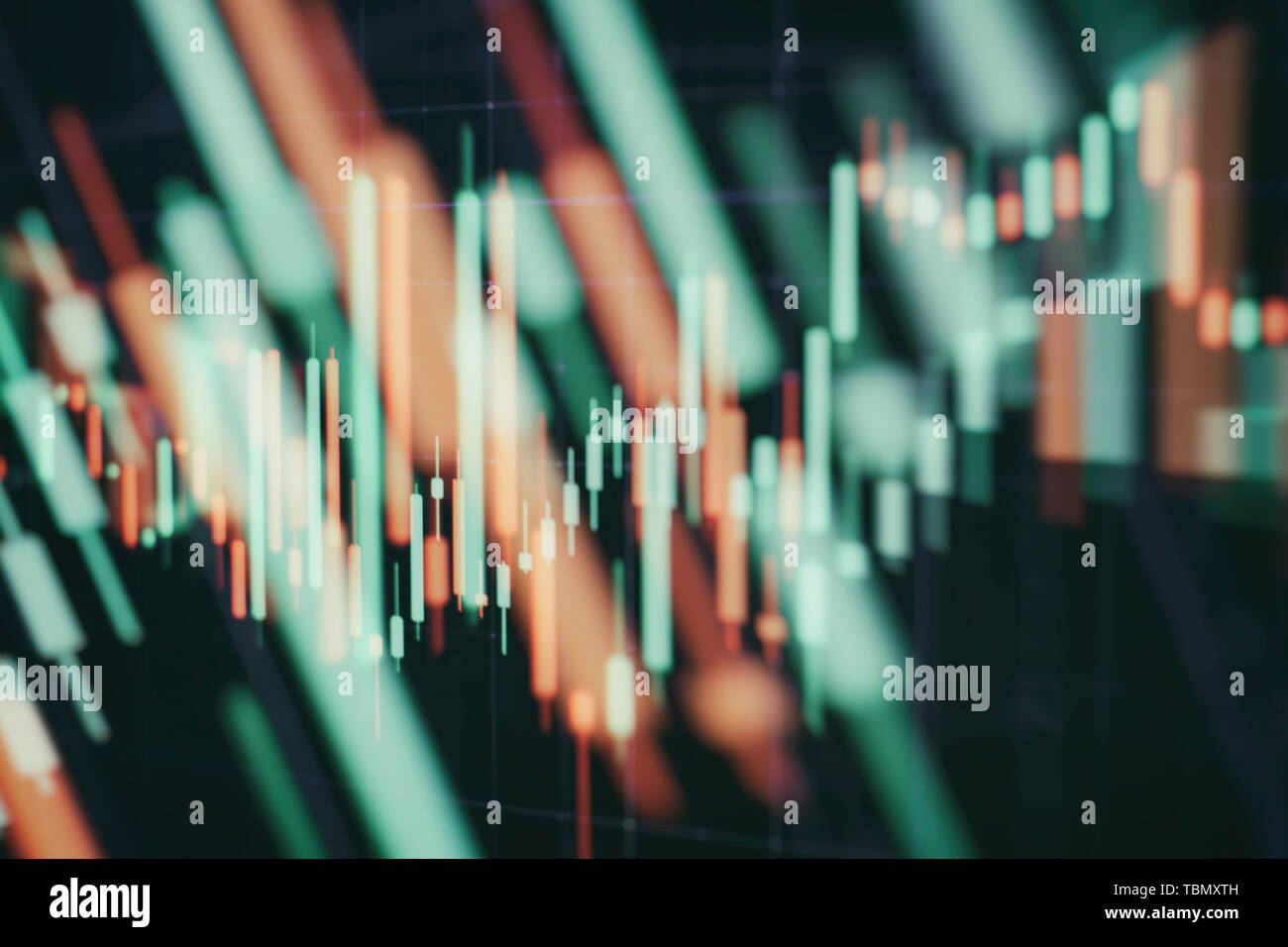 data on a monitor which including of Market Analyze. Bar graphs ...