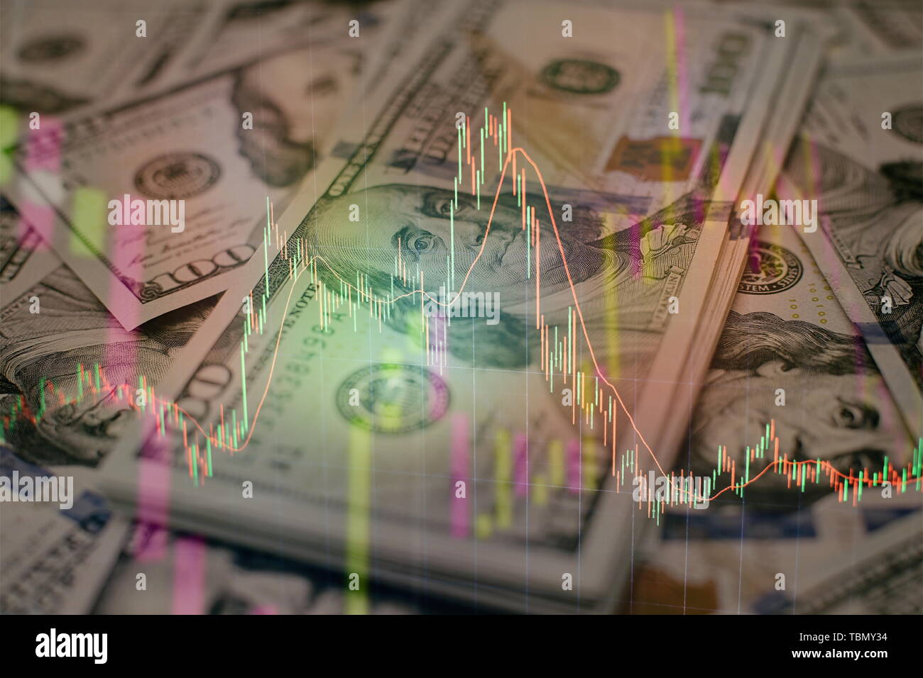 Economic graph with diagrams on the stock market, for business and ...