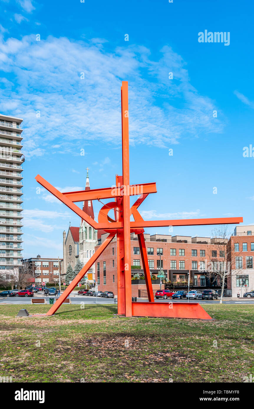 Philadelphia, Pennsylvania, USA - December, 2018 - Iroquois is a sculpture by American artist Mark di Suvero, located at the Benjamin Franklin Parkway Stock Photo