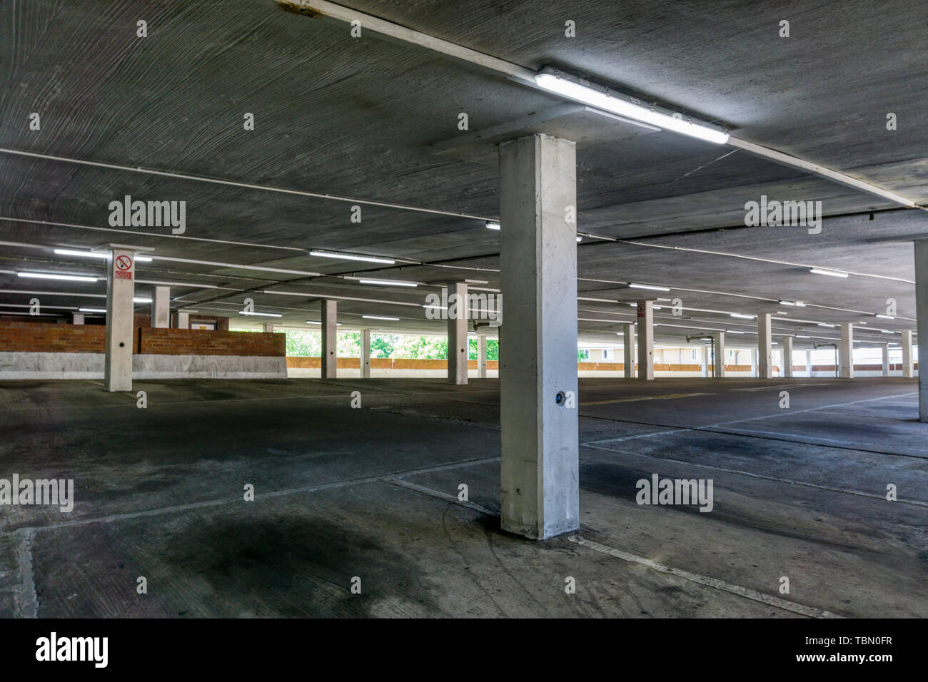 Empty floor or level of a multistorey car park. Stock Photo