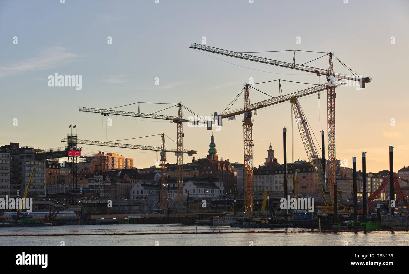 Construction work at Slussen, Stockholm, Sweden, during spring 2019 Stock Photo