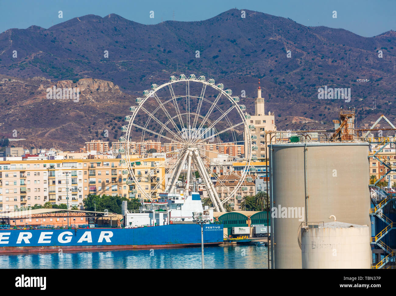 MALAGA, SPAIN - September 26, 2016: M laga is on Spain s Costa del Sol, known for its high-rise resorts, two hilltop citadels, the Alcazaba and ruined Stock Photo