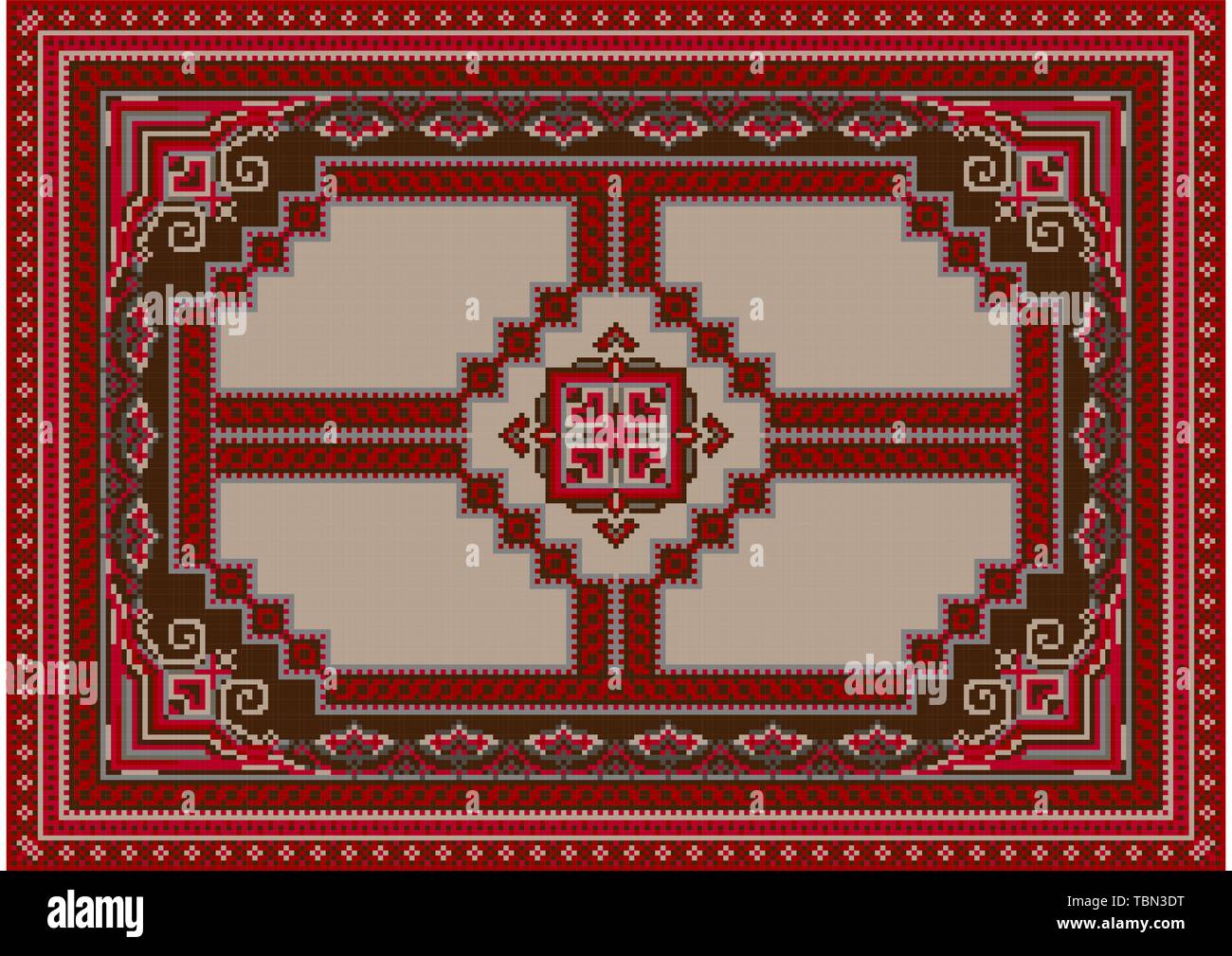 Luxurious ethnic carpet with beige in the middle and a patterns with ...