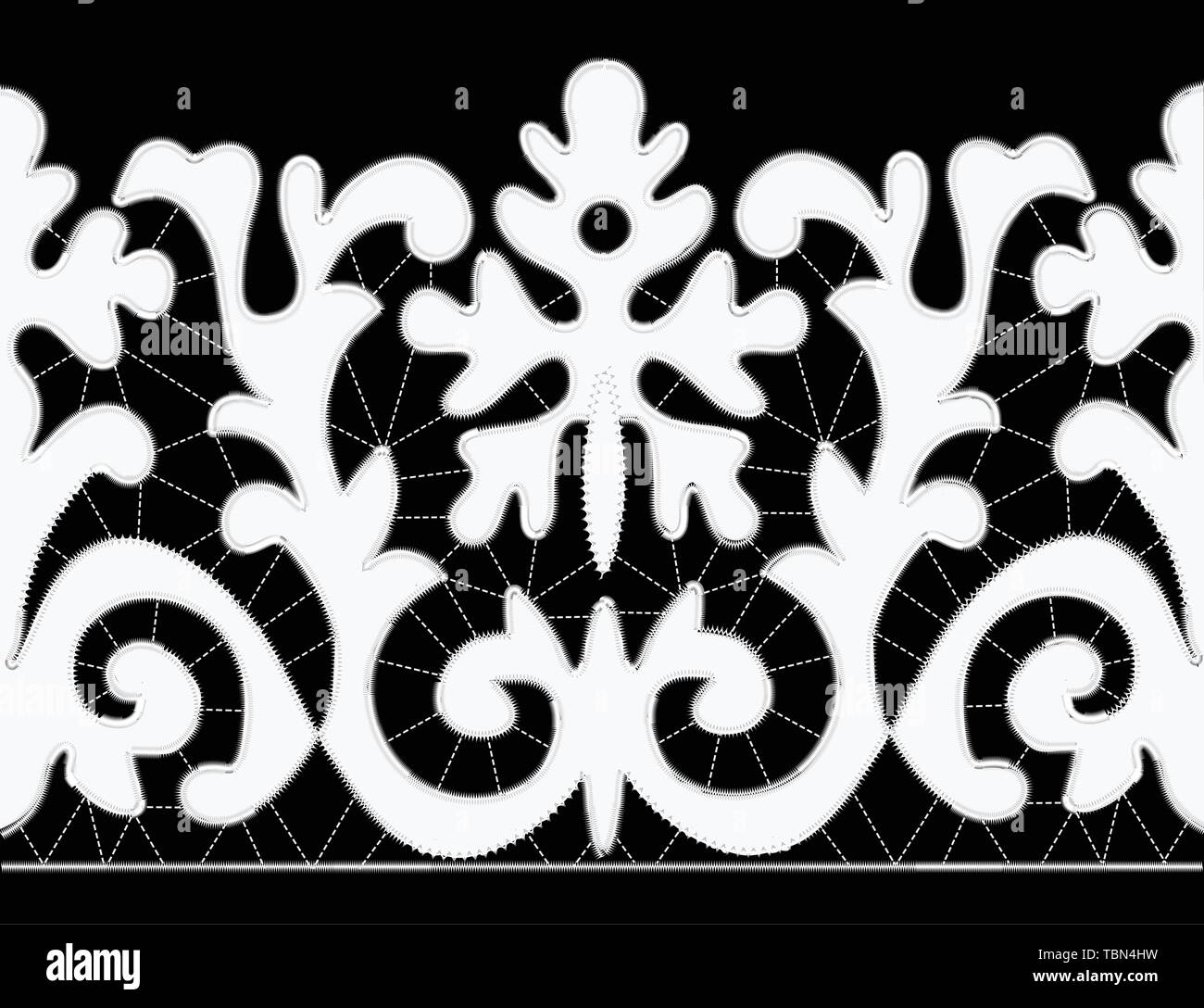 White Richelieu embroidery patterns on the black background as decorative pattern Stock Vector