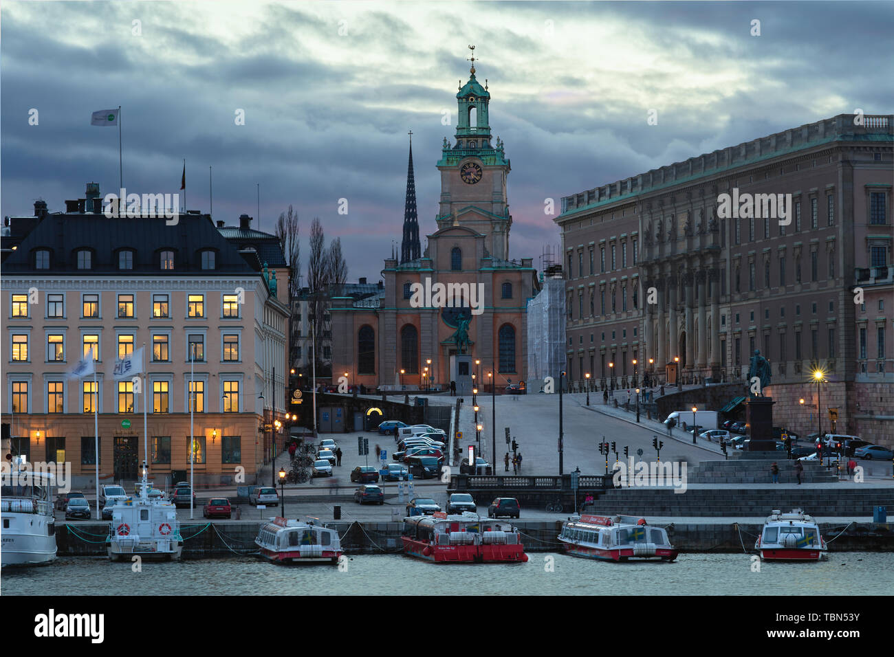 Slottsbacken, Stockholm in the evening Stock Photo