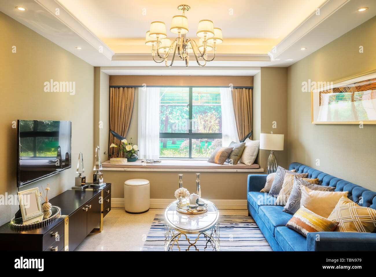 Interior of living room in villa Stock Photo - Alamy