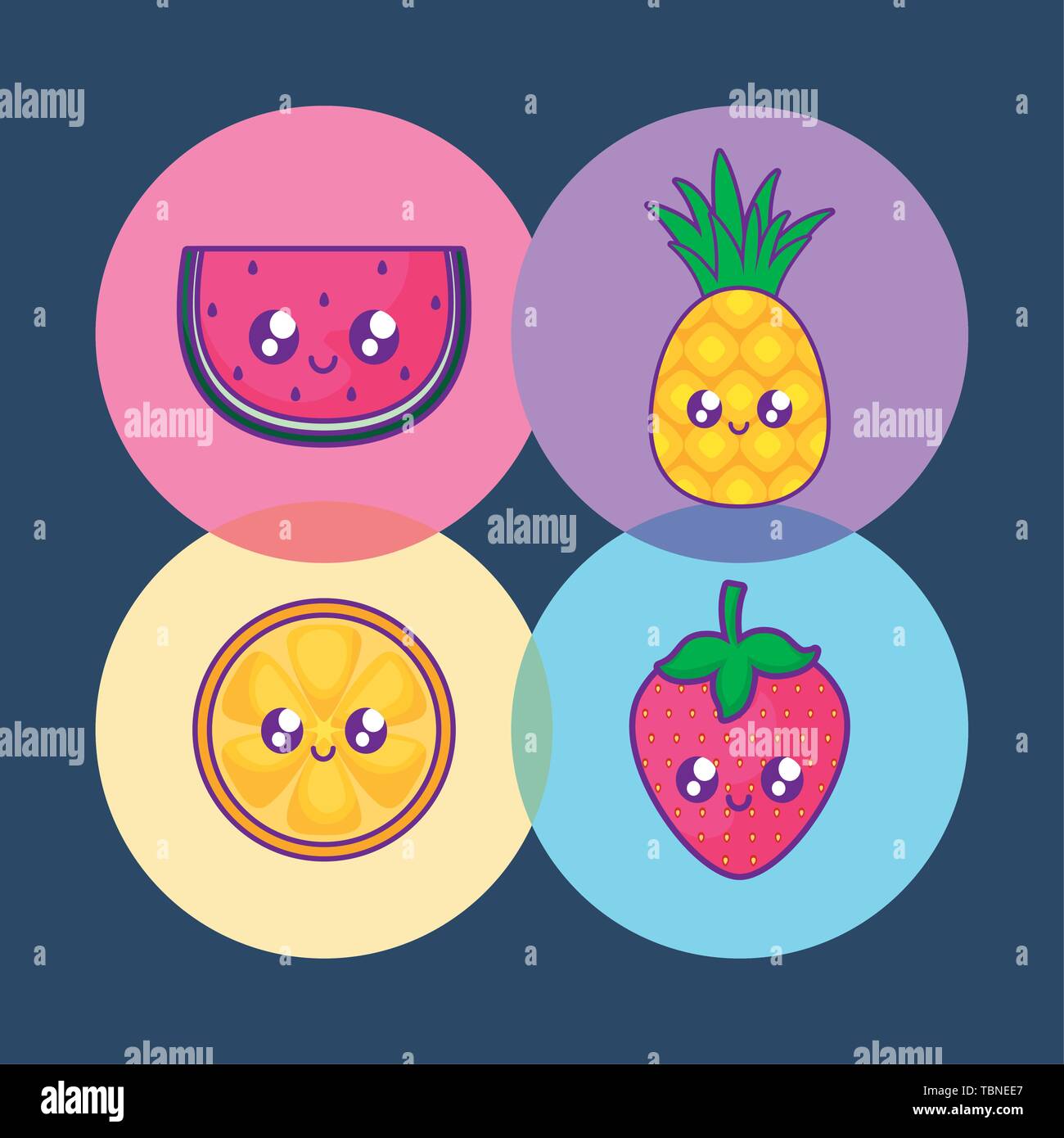 watermelon with pineapple and set fruits vector illustration design ...